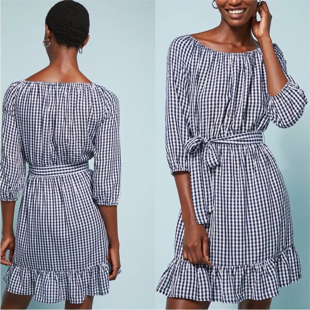 Seafolly Portofino Gingham blue & white mini summer Dress